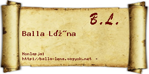 Balla Léna névjegykártya